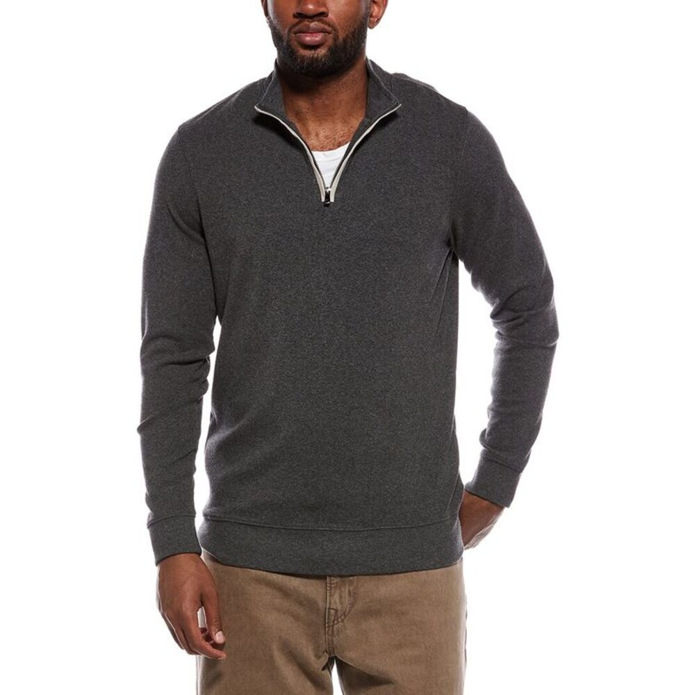 The Normal Brand Mens Puremeso Weekend Quarter Zip Pullover, Gray